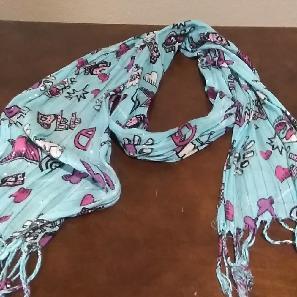 O/S Retro light teal scarf